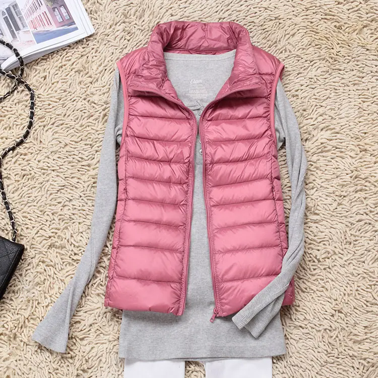 Women's Maroon Puffer Vest Slim Fit Korean Style - Image 5