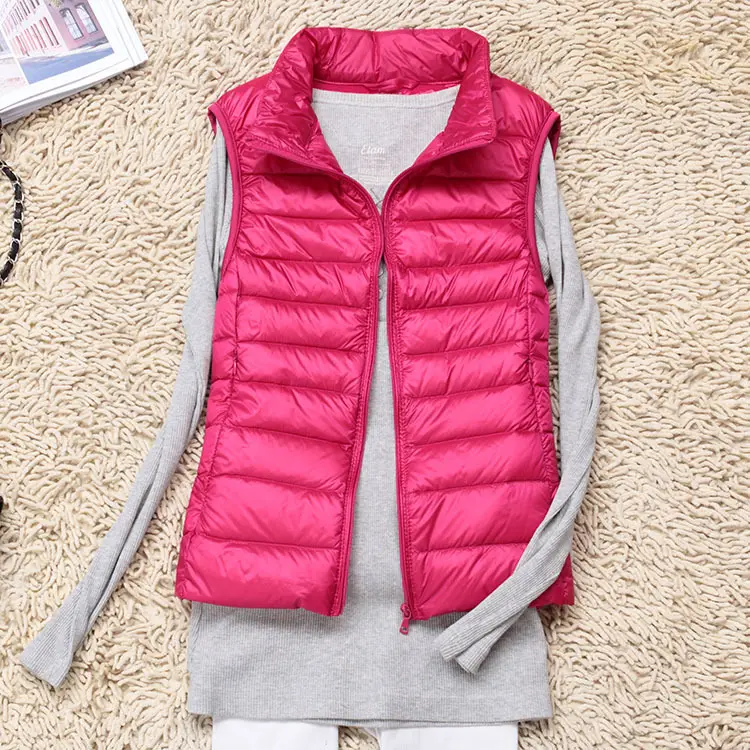 Women's Maroon Puffer Vest Slim Fit Korean Style - Image 8