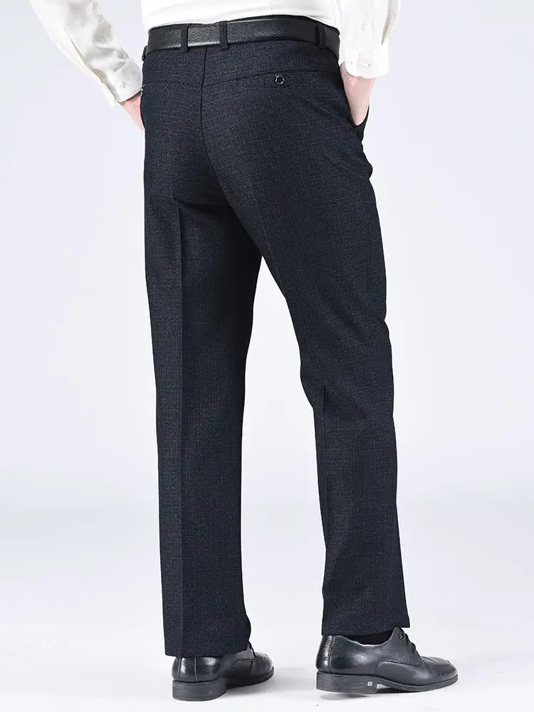 Thick Dark Blue Men's High Waist Pants for Men - Image 9