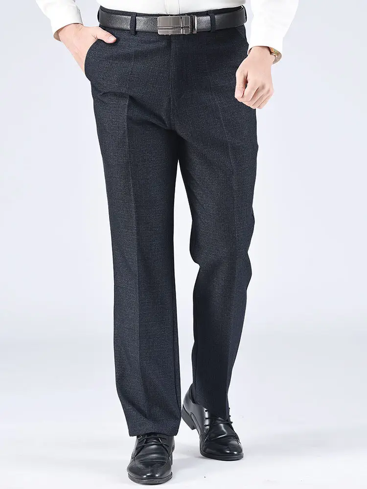 Thick Dark Blue Men's High Waist Pants for Men - Image 11