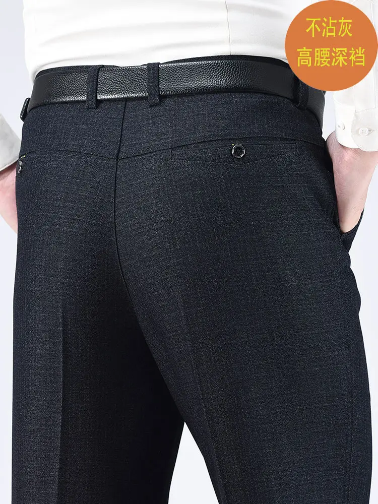 Thick Dark Blue Men's High Waist Pants for Men - Image 12