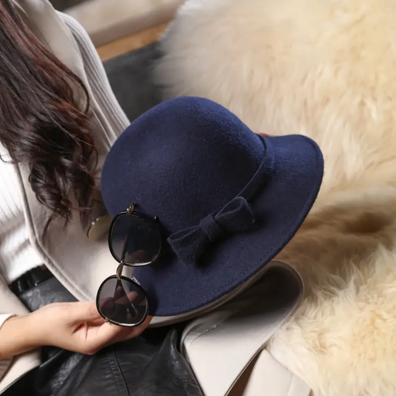 Ladies Felt Bow Hat Autumn Winter Pure Wool - Image 24