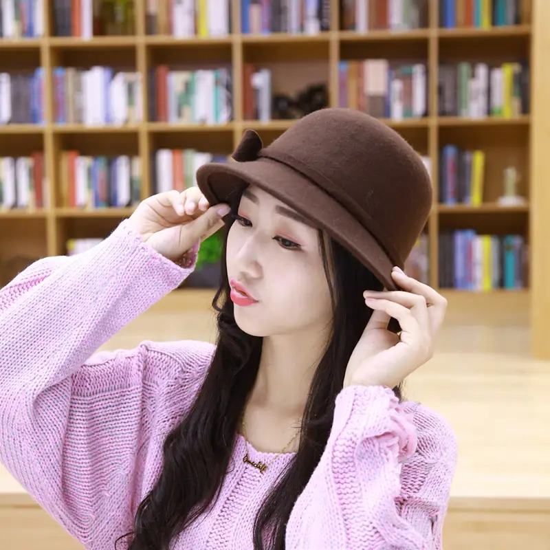 Ladies Felt Bow Hat Autumn Winter Pure Wool - Image 25