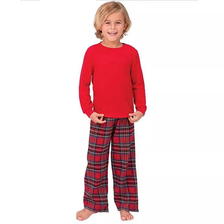 Red Plaid Pajama Set for Women Pure Cotton Christmas - Image 5