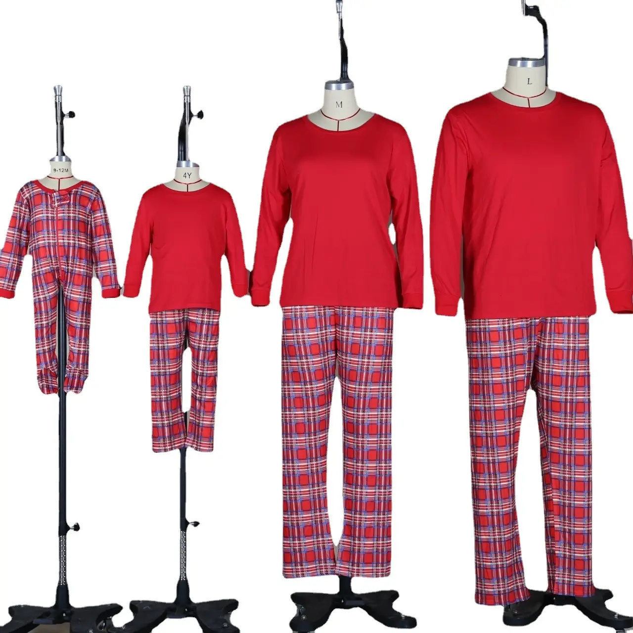 Red Plaid Pajama Set for Women Pure Cotton Christmas - Image 6