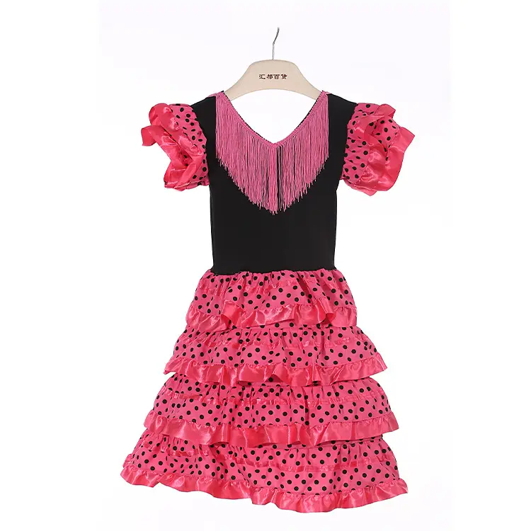 Spanish Dance Skirt Red Black Ruffled Ballet Kids