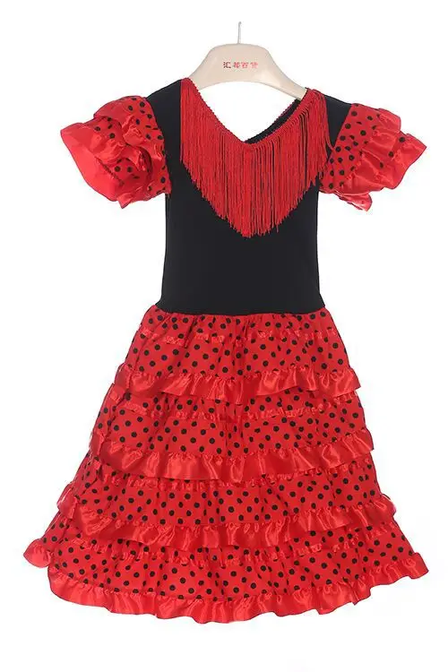 Spanish Dance Skirt Red Black Ruffled Ballet Kids