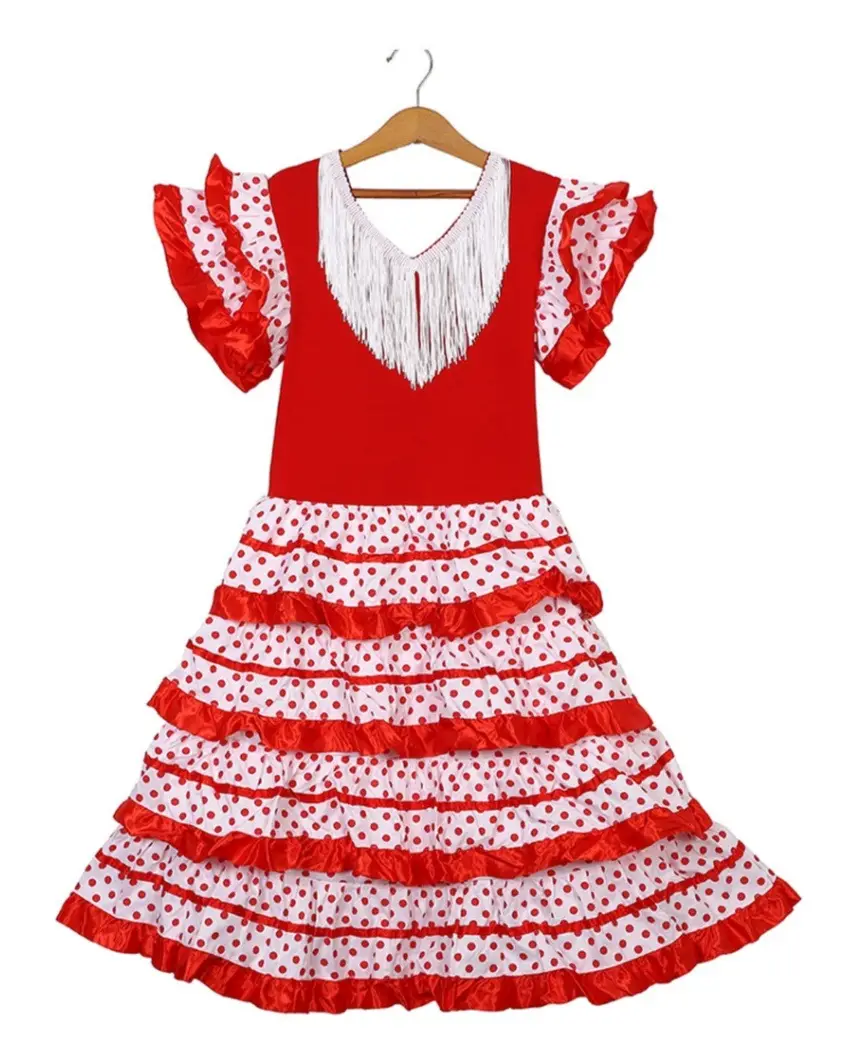 Spanish Dance Skirt Red Black Ruffled Ballet Kids