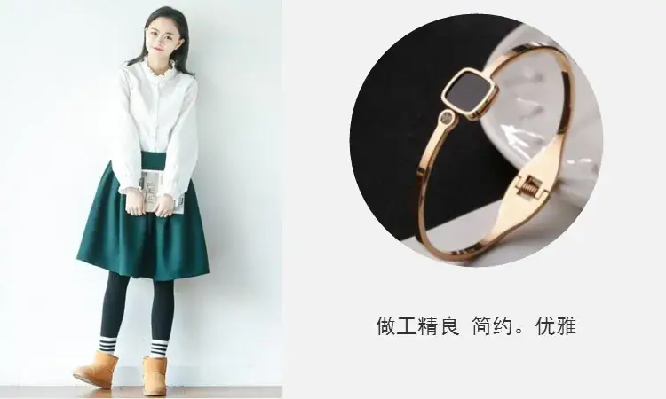 European and American Fashion Rose Gold Plated Bracelet Luo Number Letter Simple Square Black Face Bracelet Titanium Steel Jewelry — feature 5