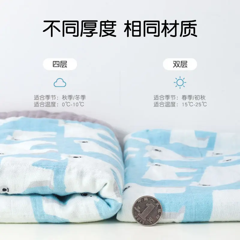 Cotton Baby Blanket Blue Panda Print Newborn Wrap - Image 14