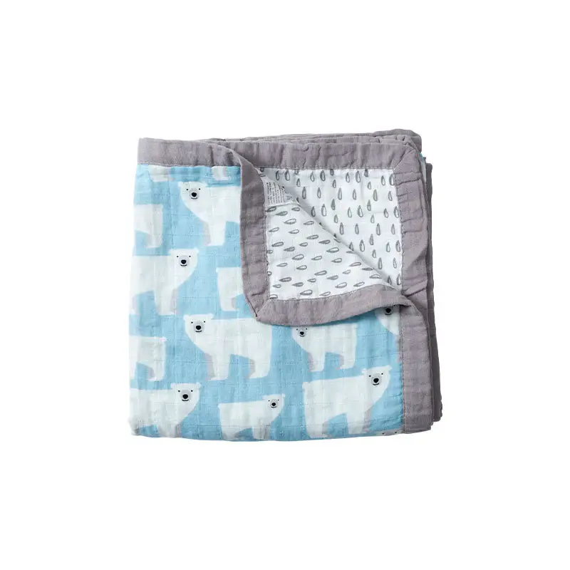 Cotton Baby Blanket Blue Panda Print Newborn Wrap - Image 17