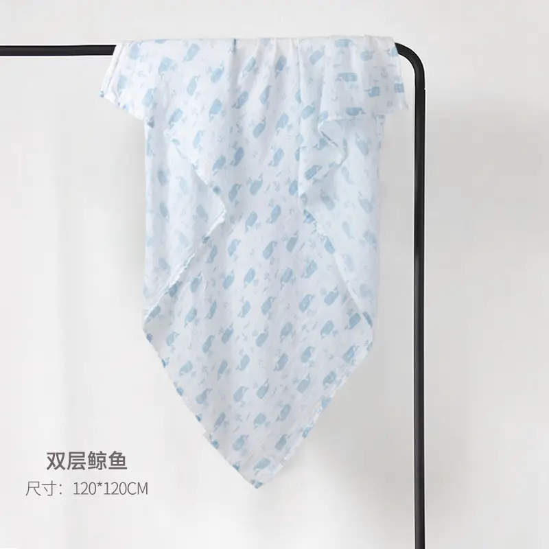 Cotton Baby Blanket Blue Panda Print Newborn Wrap - Image 7