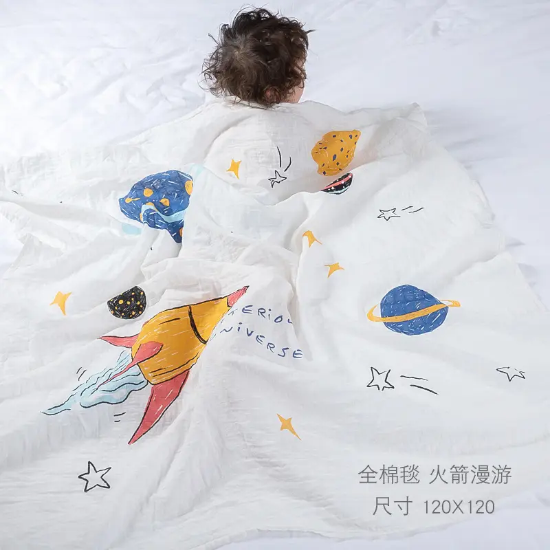 Cotton Baby Blanket Blue Panda Print Newborn Wrap - Image 9