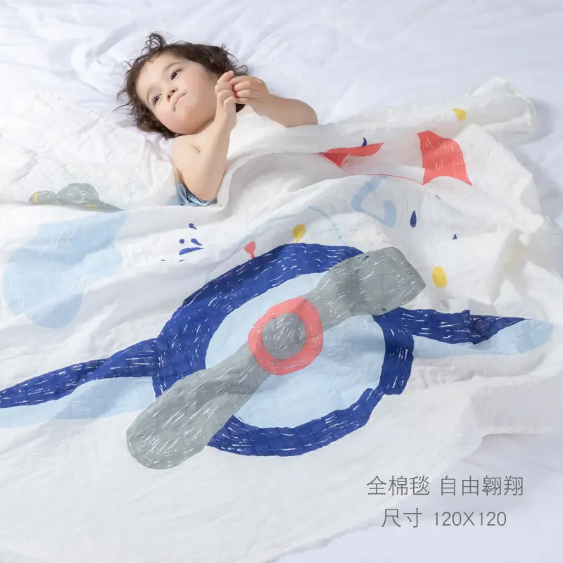 Cotton Baby Blanket Blue Panda Print Newborn Wrap - Image 10