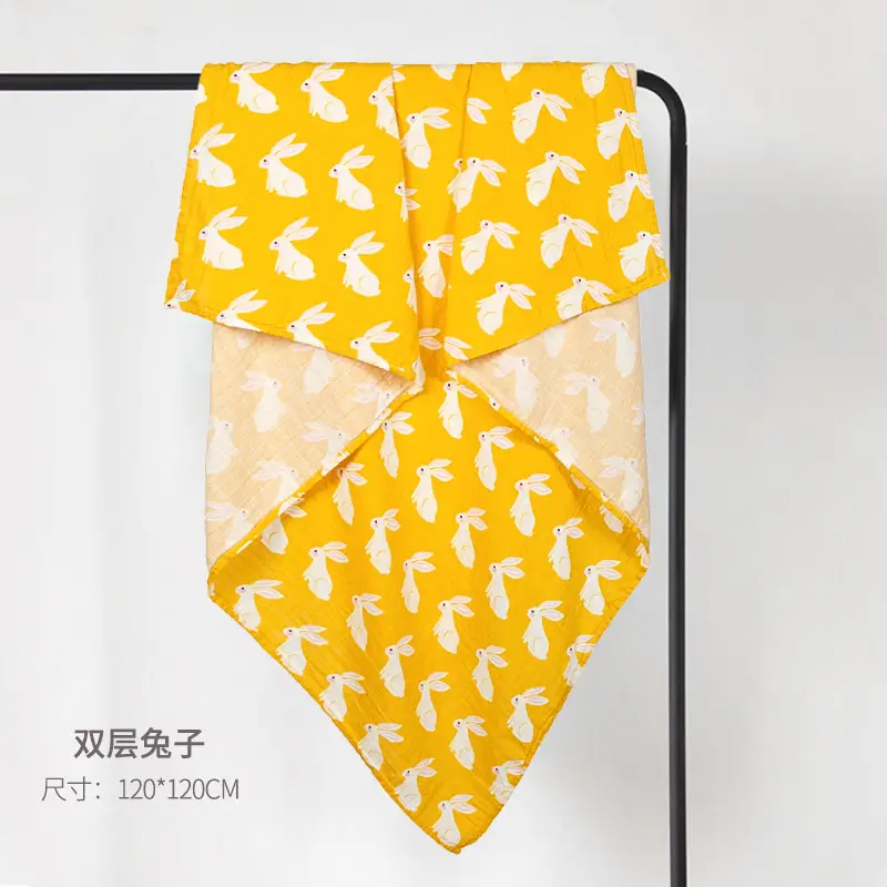 Cotton Baby Blanket Blue Panda Print Newborn Wrap - Image 2
