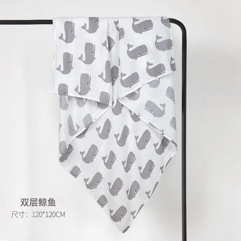 Cotton Baby Blanket Blue Panda Print Newborn Wrap - Image 3