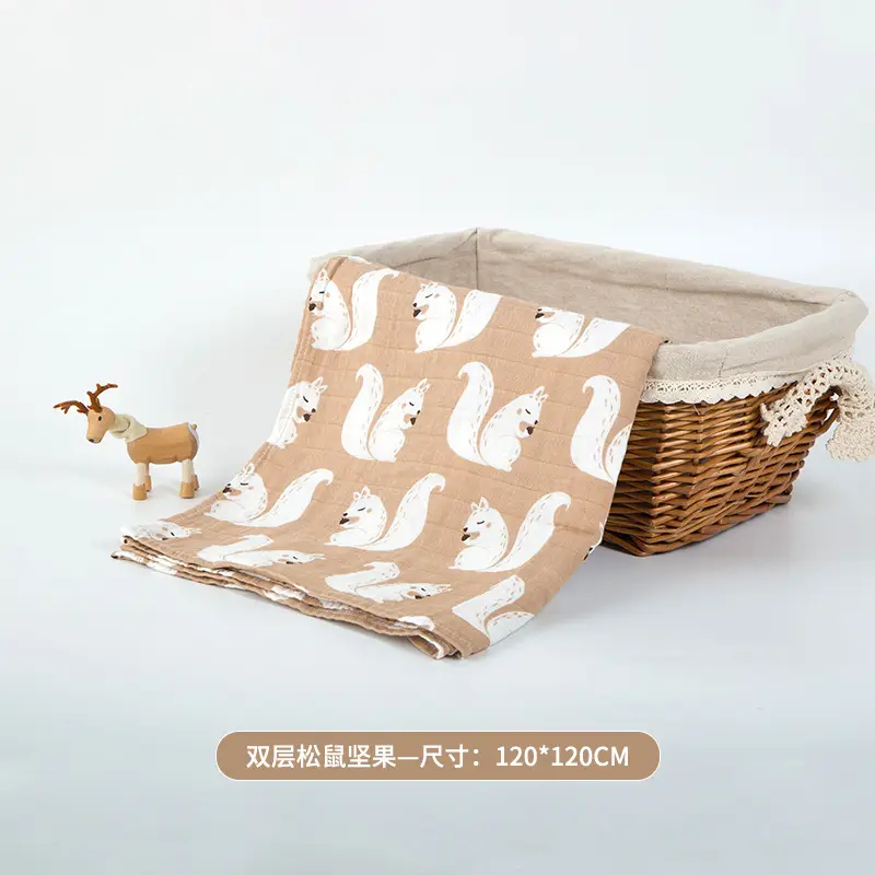 Cotton Baby Blanket Blue Panda Print Newborn Wrap - Image 5