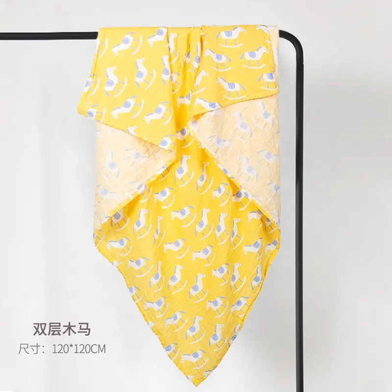 Cotton Baby Blanket Blue Panda Print Newborn Wrap - Image 6