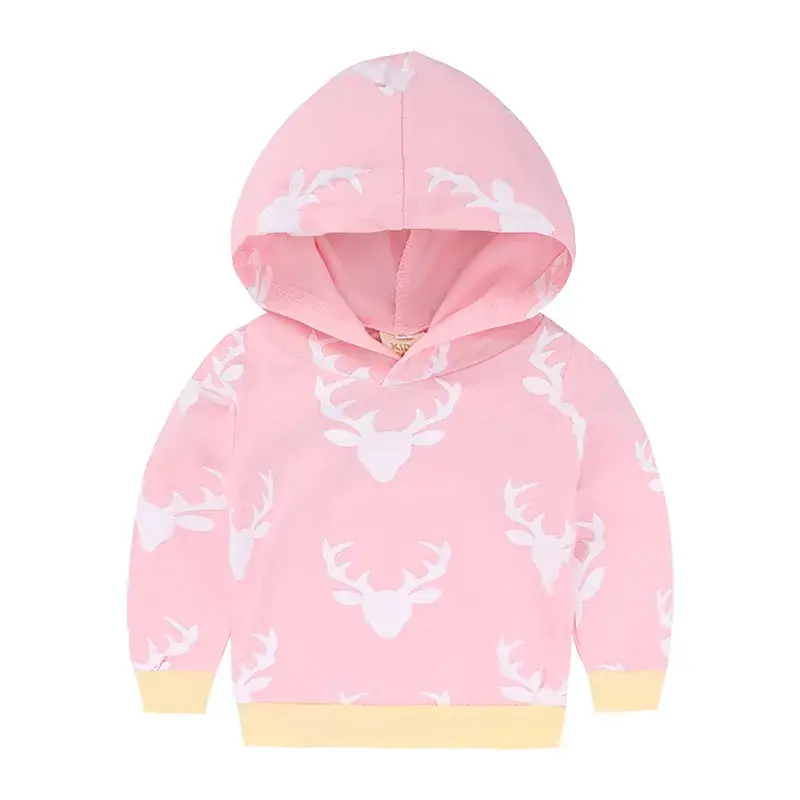 Pink Deer Print Hoodie & Pants Set for Baby - Image 2