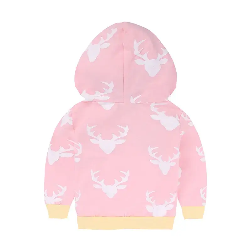 Pink Deer Print Hoodie & Pants Set for Baby - Image 3