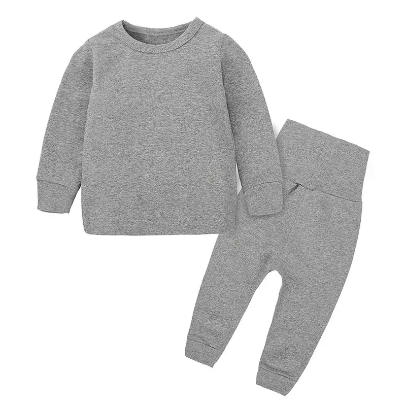 Kids Cotton Pajamas Set Light Blue Boys Girls - Image 2