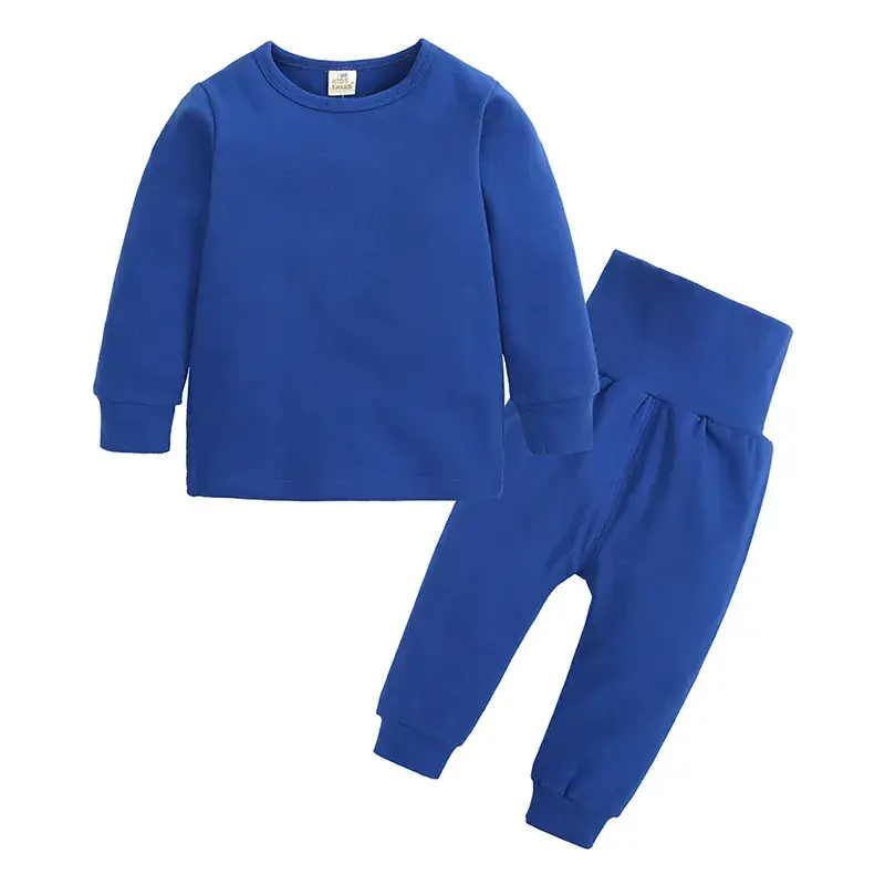 Kids Cotton Pajamas Set Light Blue Boys Girls - Image 7