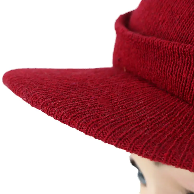 Red Knitted Wool Cap for Men Women Winter Ski Cap - Image 6