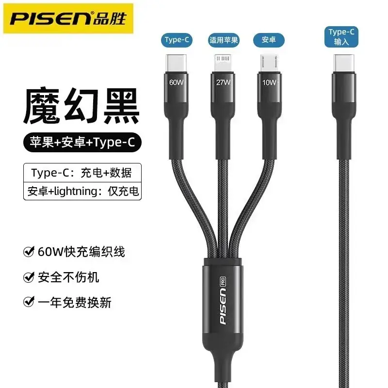 3-in-1 Fast Charging Cable 6A Android Apple Type-C - Image 23
