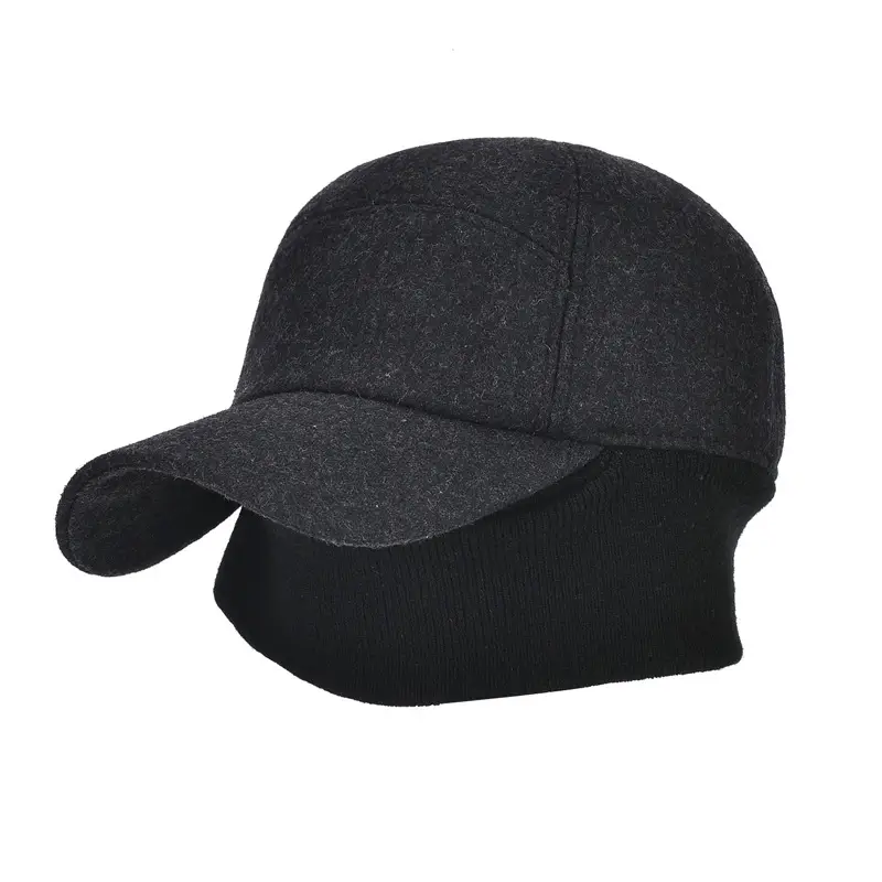Black Wool Winter Cycling Cap for Men Warm - Image 4