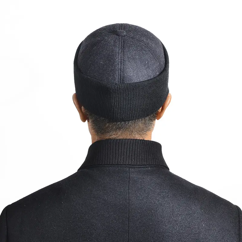 Black Wool Winter Cycling Cap for Men Warm - Image 7
