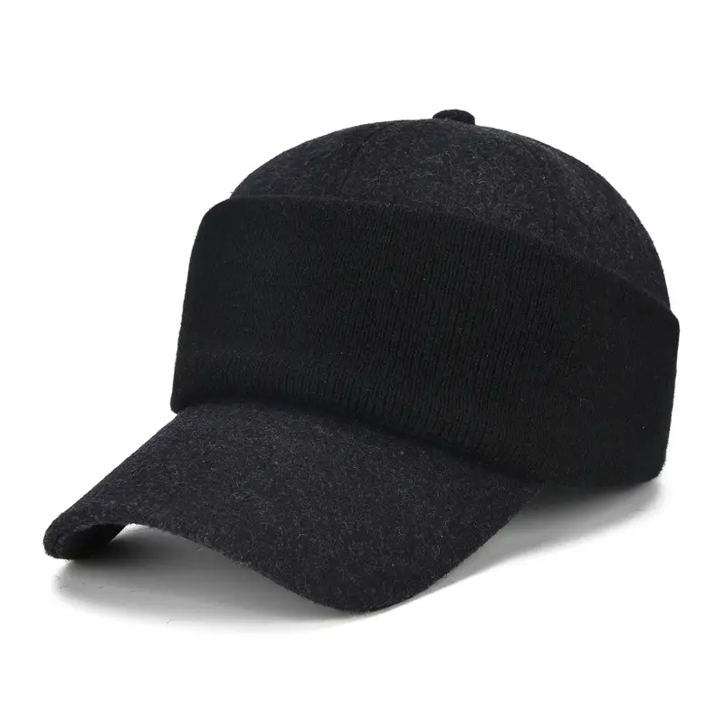 Black Wool Winter Cycling Cap for Men Warm - Image 2