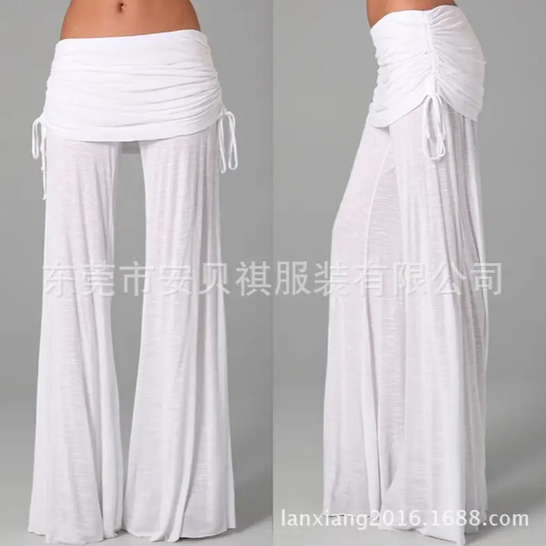 Black Wide Leg Bell Bottom Pants with Tie Waist - Image 10