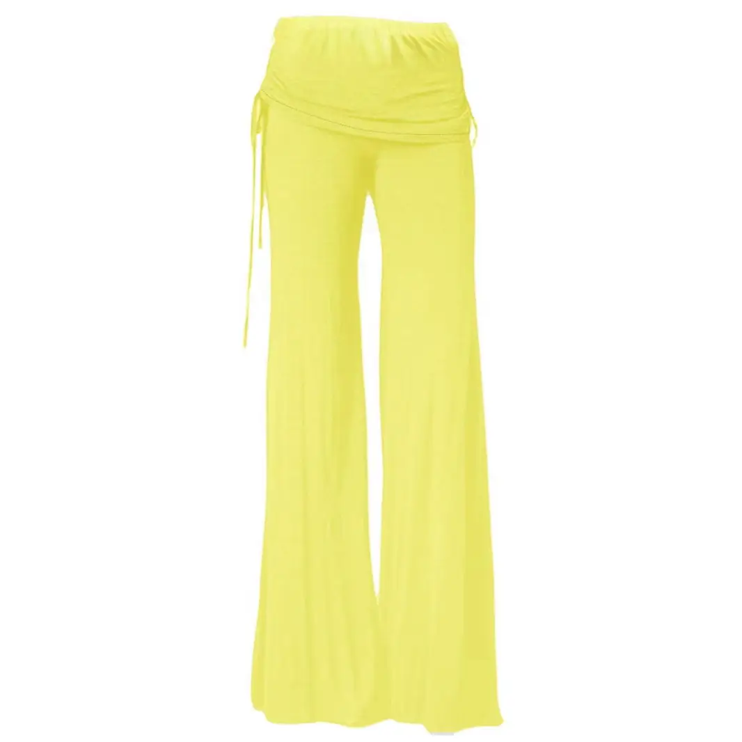 Black Wide Leg Bell Bottom Pants with Tie Waist - Image 11