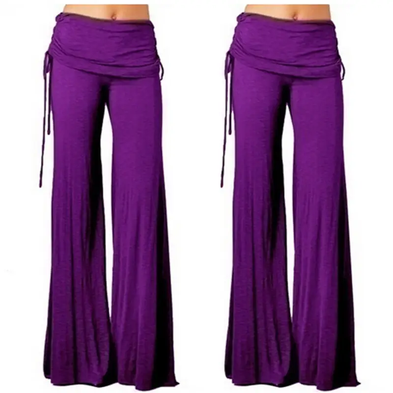 Black Wide Leg Bell Bottom Pants with Tie Waist - Image 12