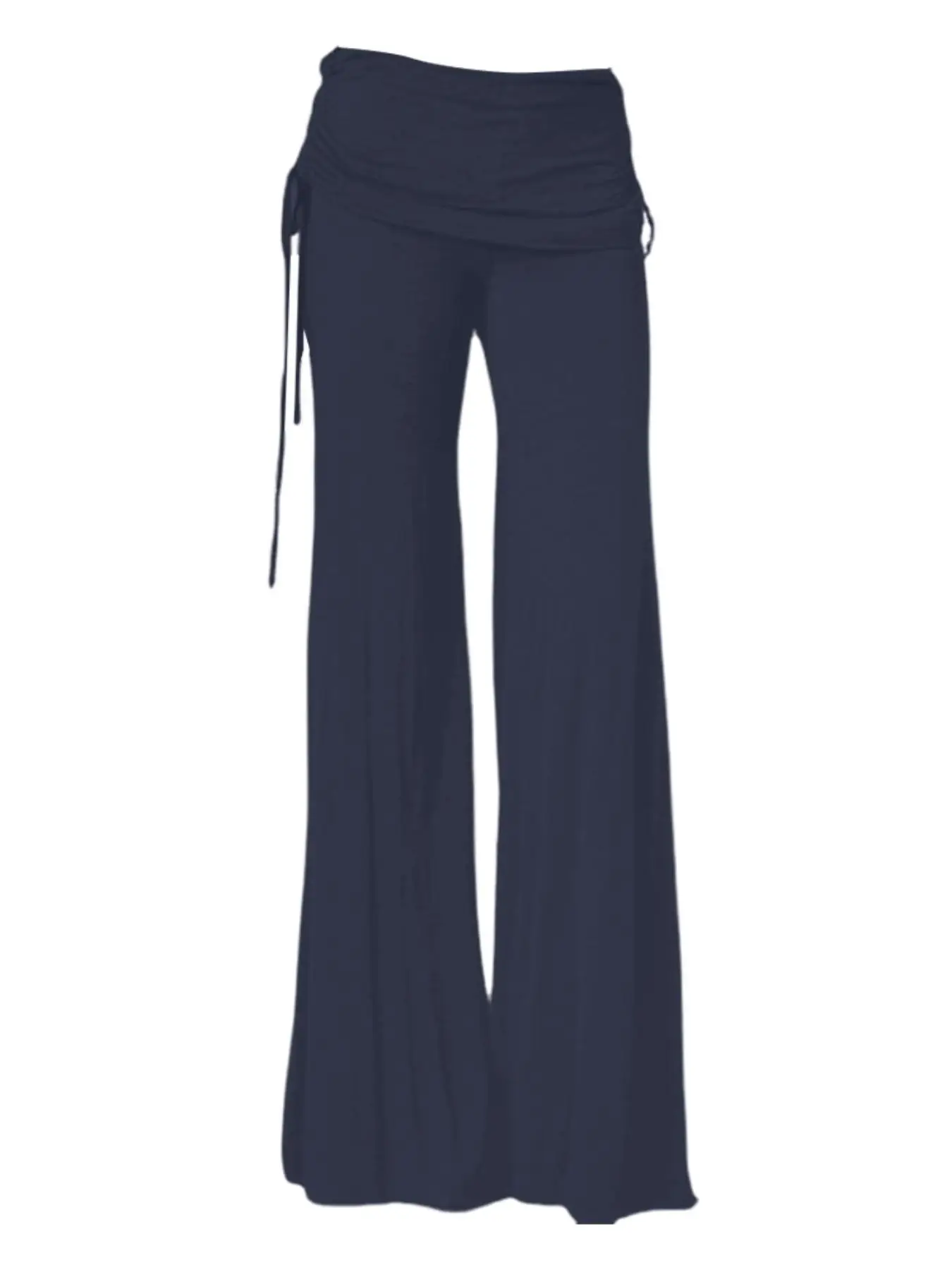 Black Wide Leg Bell Bottom Pants with Tie Waist — feature 12