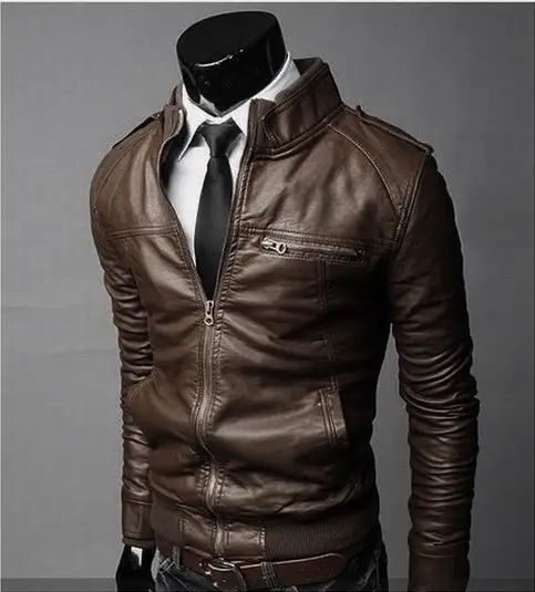 Men's Black Leather Motorcycle Jacket 2023 Winter - Image 3