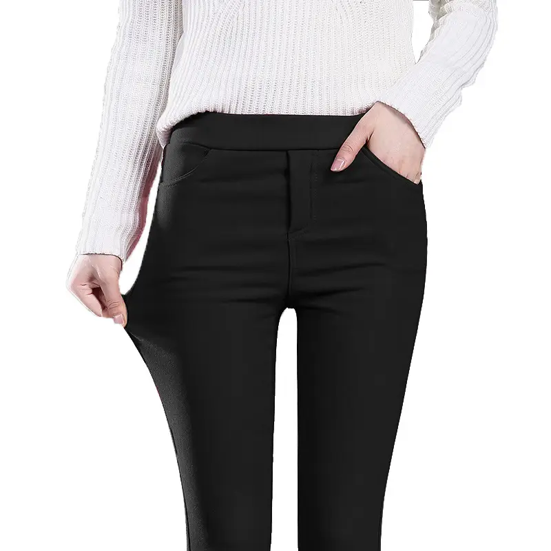 Women Fleece Leggings Maroon High Waist Stretch - Image 10