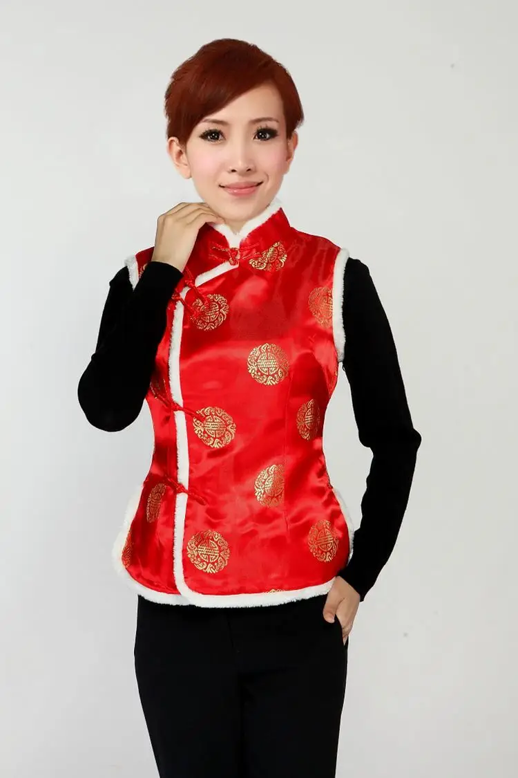 Women's Black Red Embroidered Waistcoat Vest for Festive Events — feature 3