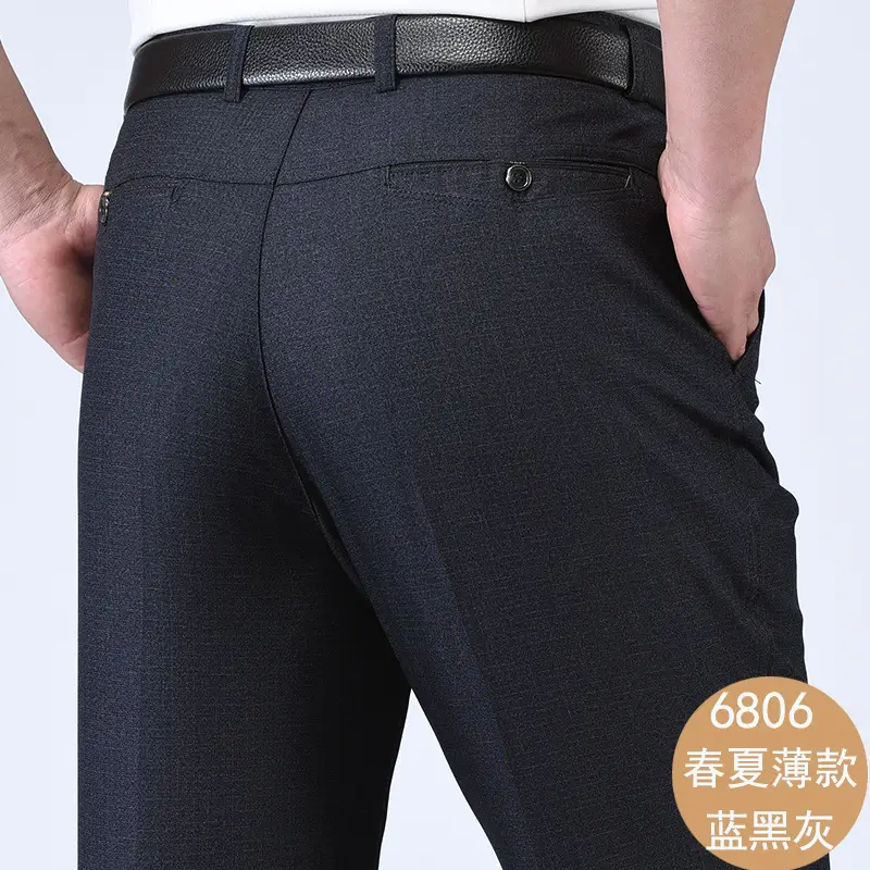 Spring Thin High Waist Loose Men Pants for Middle-aged Elderly Men - Image 2