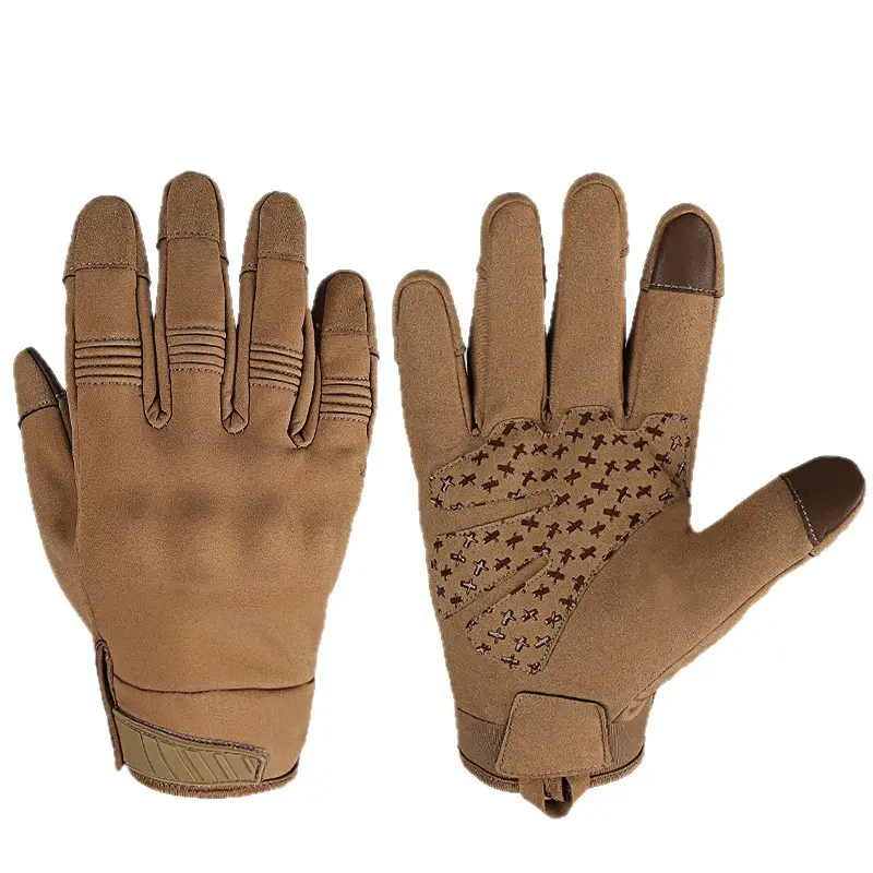 Tactical Touch Screen Motorcycle Gloves Tan Waterproof
