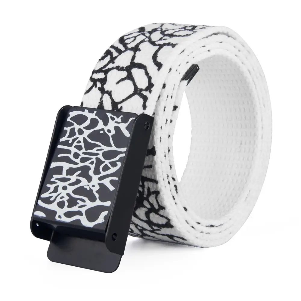 Black Graphic Canvas Belt for Men Women Wholesale - Image 6