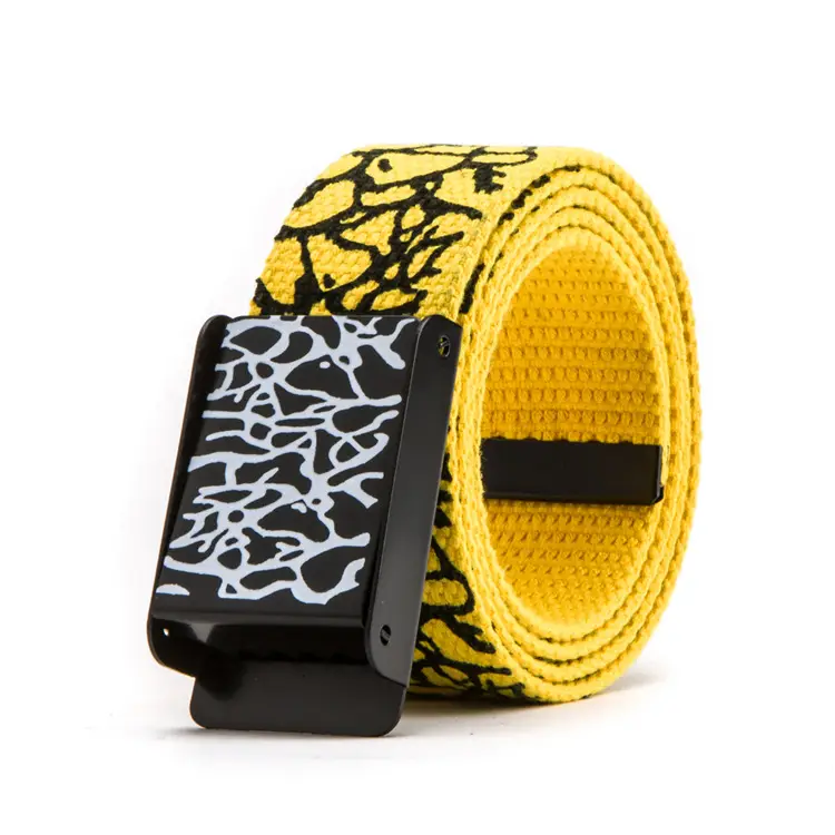 Black Graphic Canvas Belt for Men Women Wholesale - Image 2