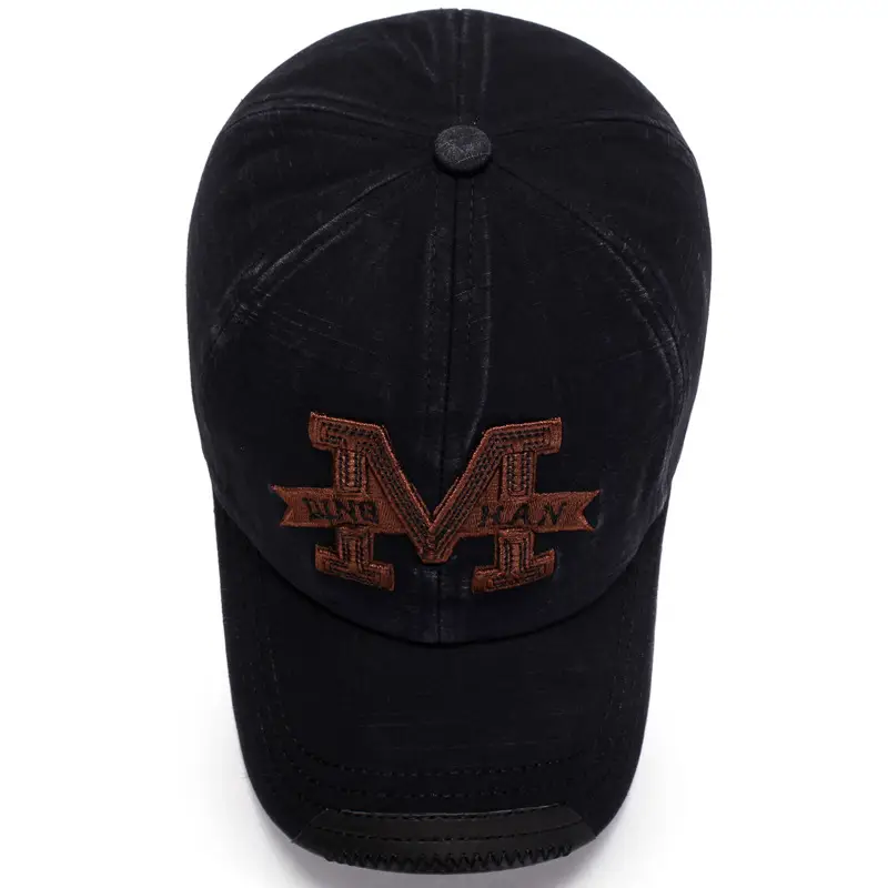 Men's Black Embroidered Wash Cap with Sunshade - Image 9