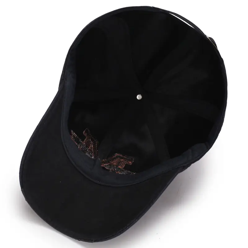 Men's Black Embroidered Wash Cap with Sunshade - Image 10