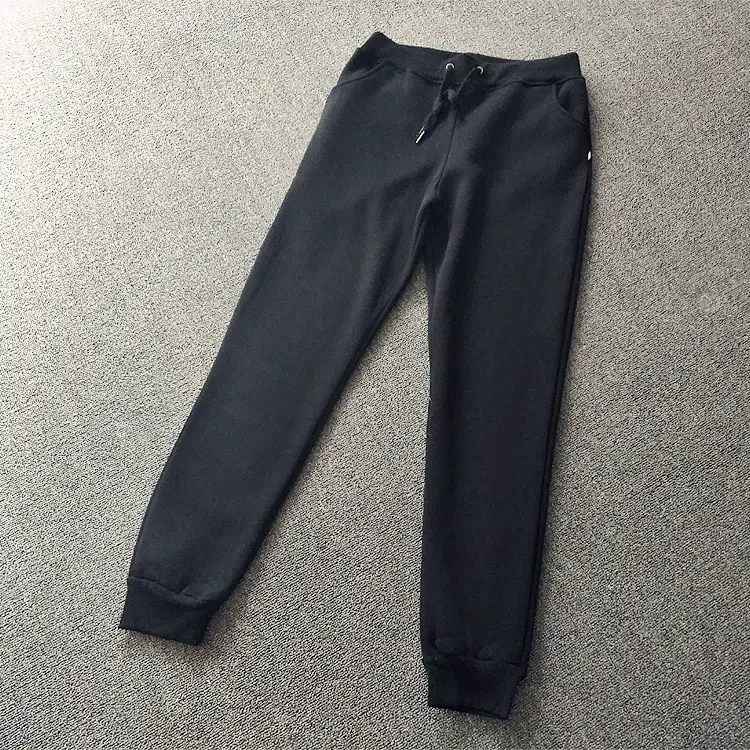Women Fleece Casual Pants Dark Gray Elastic Waist