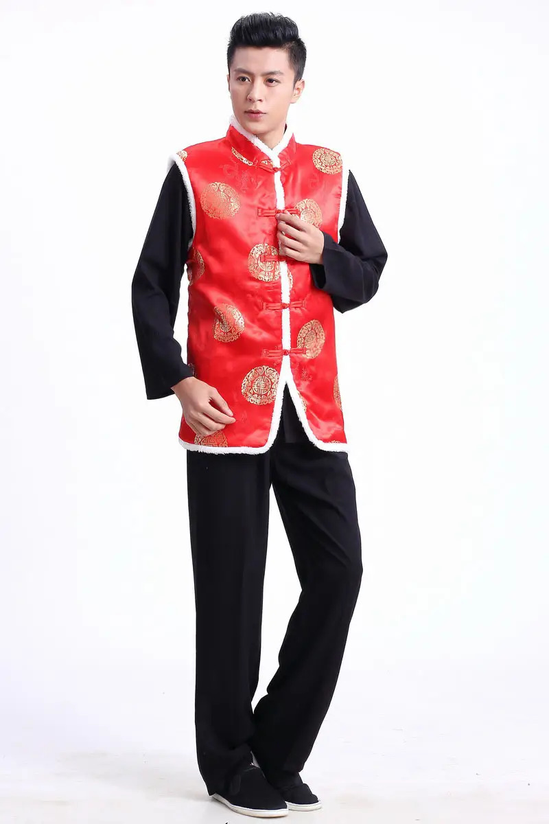 Blue Quilted Men's Ethnic Vest with White Trim — feature 10