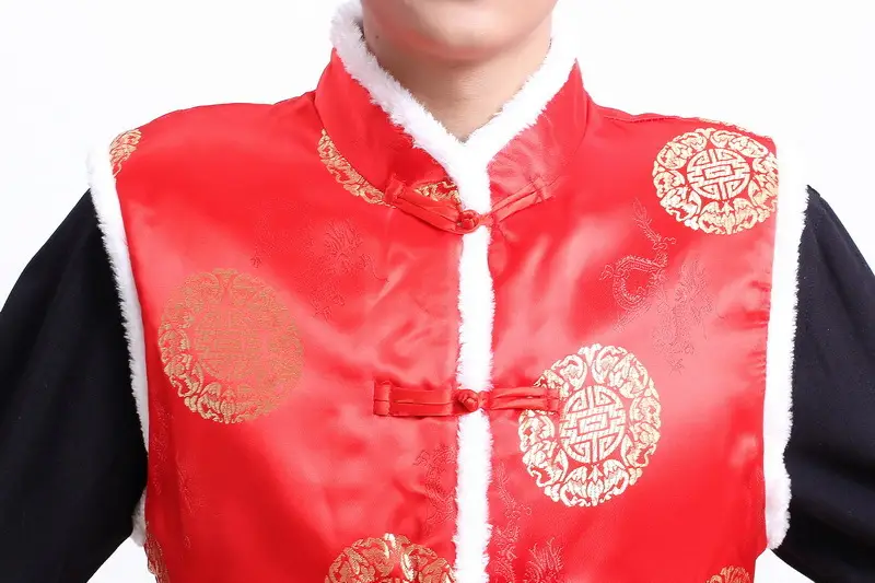 Blue Quilted Men's Ethnic Vest with White Trim — feature 17