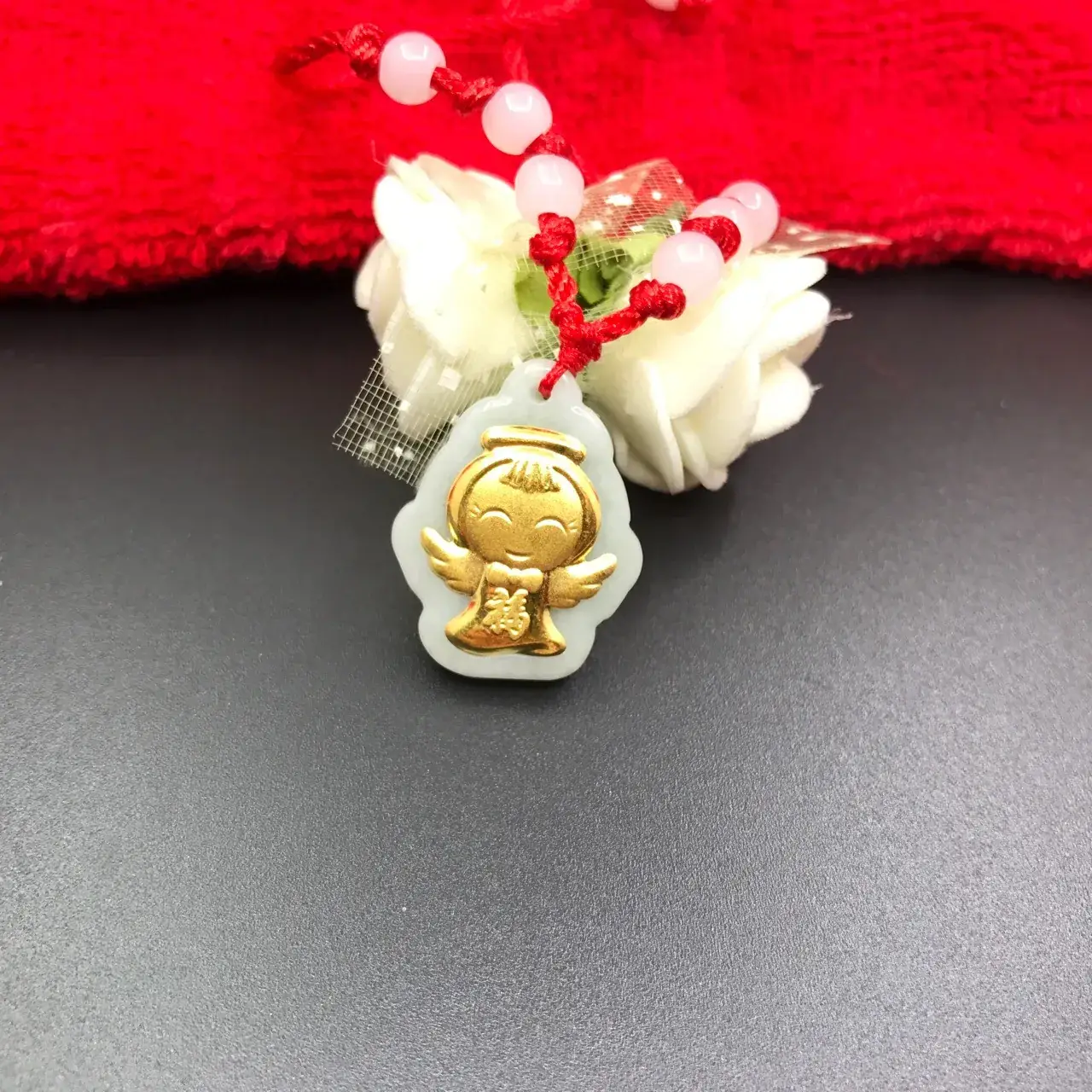 Gold Inlaid Jade Pendant for Gift
