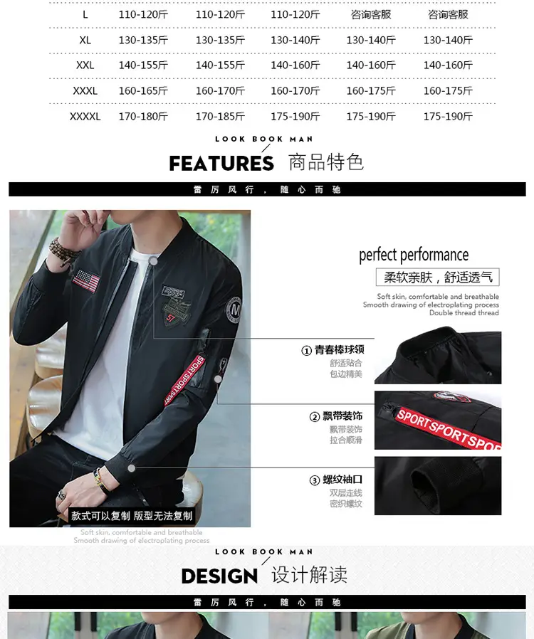Men's Navy Blue Air Force Style Bomber Jacket with American Flag Patch — feature 20