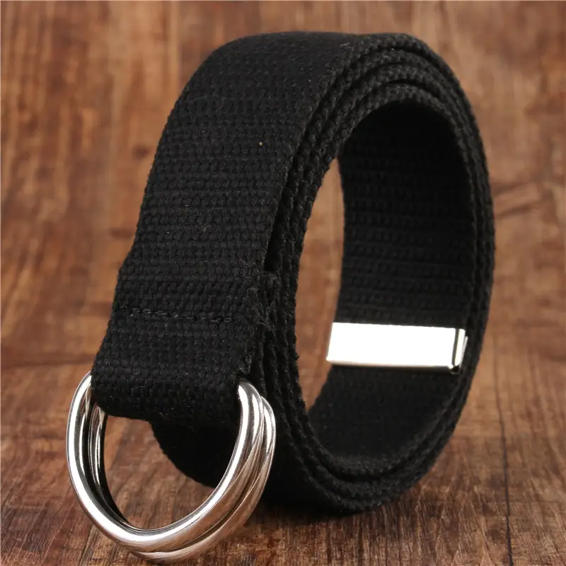 White Canvas Double Ring Belt for Women & Men - Image 6